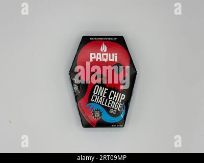 Paqui One Chip Challenge chips are displayed at a 7-Eleven store in Boston,  Thursday, Sept. 7, 2023. The death of a Massachusetts teenager after his  family said he ate an extremely spicy
