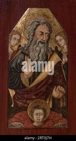 Giovanni di Paolo, an Italian painter, depicts the saintly figure of ...