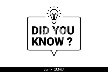 Did you know banner with light bubble idea helpful tips and tricks geometric shape Stock Vector