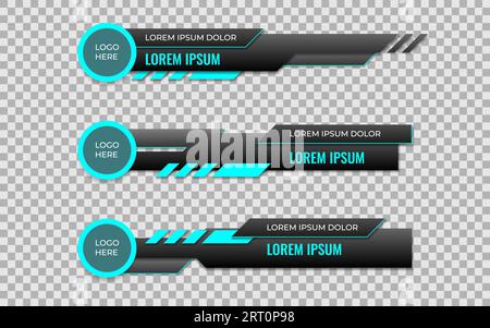 Lower third design template banner geometric shape. Clean colorful lower thirds set vector on transparent background. Stock Vector