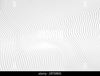 White 3d paper refracted curved waves. Abstract light grey papercut elegant wavy background. Vector geometric design Stock Vector