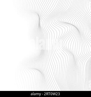 Grey dotted lines refracted 3d waves abstract modern graphic design. Sci-fi tech background. Vector wavy illustration Stock Vector