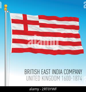 British East India Company historical waving flag, United Kingdom, 1600-1874, vector illustration Stock Vector