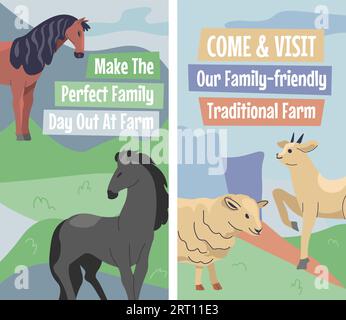 Freidnly traditional farm, family day out travel Stock Vector