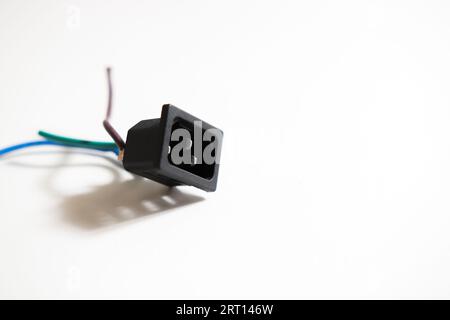 Electrical transformer on white background. Inverter UPS for power supply. Stock Photo