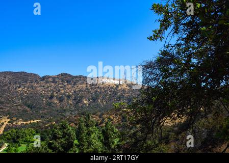 View of the Hollywood Sign on a Summer Day - Los Angeles, California Stock Photo