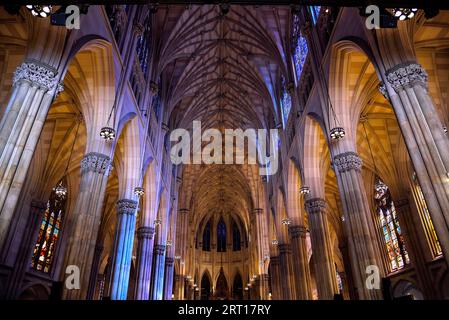 The Beautiful Interior of St. Patrick's Cathedral in Manhattan, New York City Stock Photo