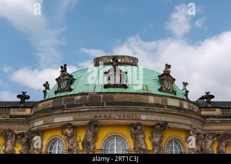 Entrance of the renaissance castle Sanssouci in Potsdam on sunny day in summer Stock Photo