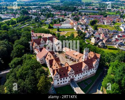 Hinterglauchau Castle is a Renaissance castle in Glauchau in western Saxony. It was built from 1470 onwards on the site of a castle built around 1170 Stock Photo