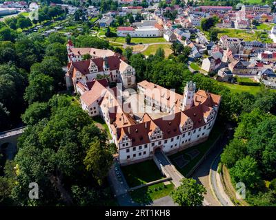 Hinterglauchau Castle is a Renaissance castle in Glauchau in western Saxony. It was built from 1470 onwards on the site of a castle built around 1170 Stock Photo