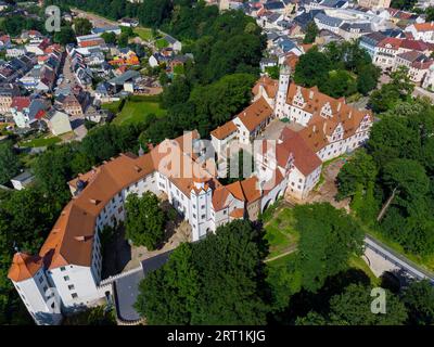 Hinterglauchau Castle is a Renaissance castle in Glauchau in western Saxony. It was built from 1470 onwards on the site of a castle built around 1170 Stock Photo