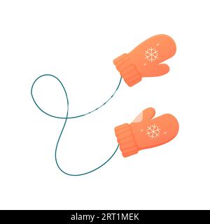 Gloves gloves mittens on thread, winter accessories. Vector illustration Stock Vector