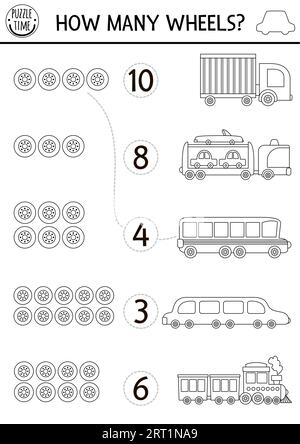 Match the numbers transportation game with school bus. City transport ...