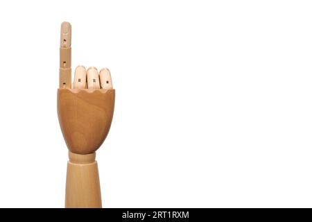 Isolated photo of a wooden mannequin hand in different angles on white  background Stock Photo - Alamy