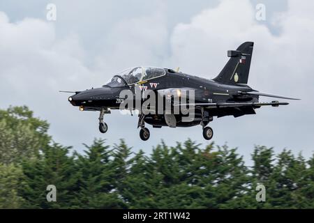 Royal Air Force - British Aerospace Hawk T.2 ‘ZK011’ arriving at RAF Fairford to take park in the Royal International Air Tattoo 2023. Stock Photo