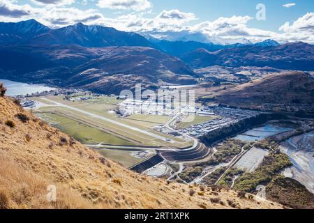 View over Queenstown Airport New Zealand Stock Photo - Alamy