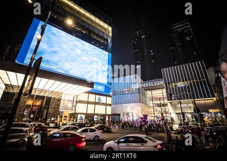 KUALA LUMPUR, MALAYSIA, SEPTEMBER 9 2019: PAVILION shopping center and its famous water fountain. Pavilion is the largest high end shopping Stock Photo