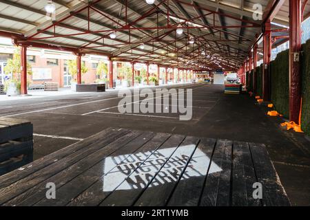 Melbourne, Australia, September 29, 2020: Queen Victoria Market stands empty during the Coronavirus pandemic and associated lockdown Stock Photo
