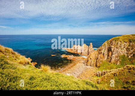 Pinnacles Lookout view of dramatic rock formations at Cape Woolamai on Phillip Island, Victoria, Australia Stock Photo
