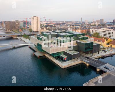 Copenhagen, Denmark, August 27, 2019: Aerial drone view of the Danish Architecture Center DAC Stock Photo