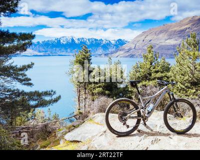 Queenstown, New Zealand, September 24th 2019: Mountain bike trails at Seven Mile Recreation Reserve and Eagles Nest Stock Photo