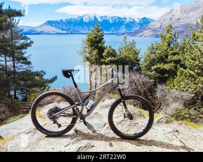 Queenstown, New Zealand, September 24th 2019: Mountain bike trails at Seven Mile Recreation Reserve and Eagles Nest Stock Photo