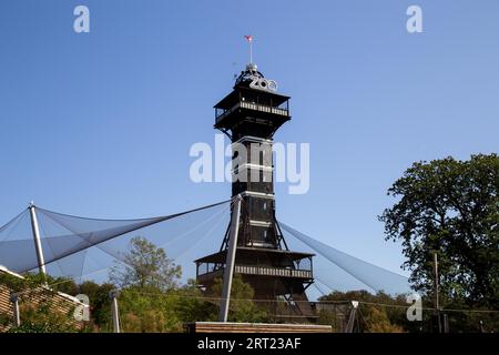 Copenhagen, Denmark, August 25, 2019: The observational tower of the zoo in Copenhagen Stock Photo