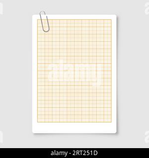 Sheet of graph paper with grid. Millimeter paper texture, geometric pattern. Orange lined blank for drawing, studying, technical engineering or scale Stock Vector