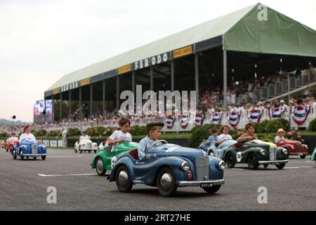 Young racers compete in the Settrington Cup at the Goodwood Revival at the Goodwood Motor Circuit in West Sussex. Picture date: Sunday September 10, 2023. Stock Photo