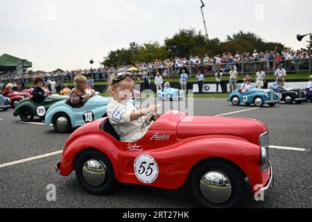 Young racers compete in the Settrington Cup at the Goodwood Revival at the Goodwood Motor Circuit in West Sussex. Picture date: Sunday September 10, 2023. Stock Photo