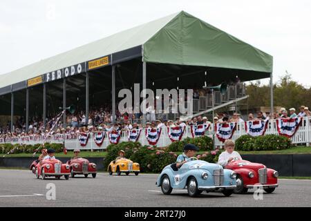 Young racers compete in the Settrington Cup at the Goodwood Revival at the Goodwood Motor Circuit in West Sussex. Picture date: Sunday September 10, 2023. Stock Photo