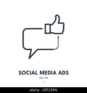 Social Media Ads Icon. Advertising, SMM, Marketing. Editable Stroke. Simple Vector Icon Stock Vector