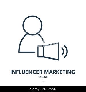 Influencer Marketing Icon. Campaign, Promotion, Popularity. Editable Stroke. Simple Vector Icon Stock Vector