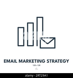 Email Marketing Strategy Icon. Newsletter, Message, Letter. Editable Stroke. Simple Vector Icon Stock Vector