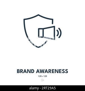Brand Awareness Icon. Branding, Marketing, Advertising. Editable Stroke. Simple Vector Icon Stock Vector