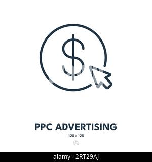 PPC Advertising Icon. Pay Per Click, Advertisement, Banner. Editable Stroke. Simple Vector Icon Stock Vector