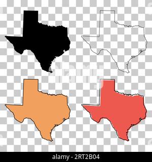 Set of Texas map shape, united states of america. Flat concept vector ...