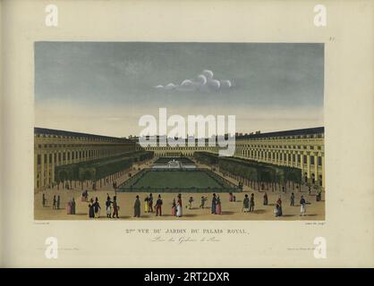 Paris. Jardin du Palais Royal. Print shows a bird's-eye view of 