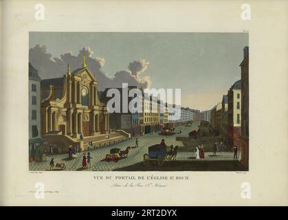 Vue du portail de l'&#xe9;glise Saint-Roch, prise de la rue Saint-Honor&#xe9;, 1817-1824. Private Collection. Stock Photo