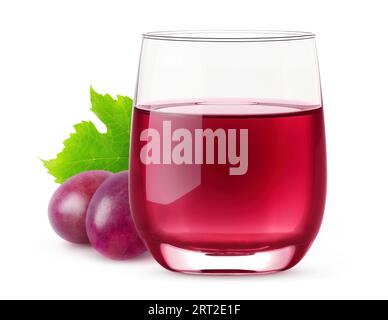 Red grape juice in a glass, isolated on white background Stock Photo