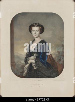 Portrait of Elisabeth of Bavaria (1837-1898), ca 1854. Private Collection. Stock Photo