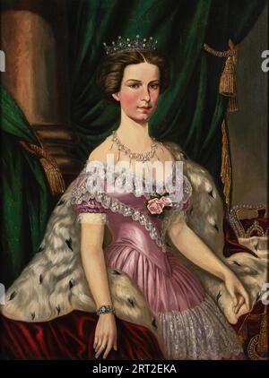 Portrait of Elisabeth of Bavaria (1837-1898), as Bride, ca 1854. Private Collection. Stock Photo