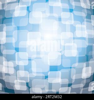 3D warped squares on blue background Stock Vector