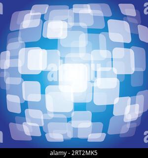 3D warped squares on blue background vector Stock Vector