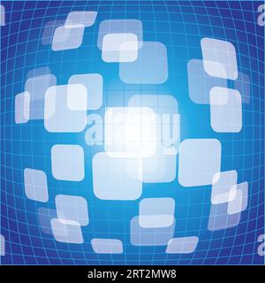 3D warped squares on blue background vector Stock Vector