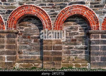 Ornaments of the old quarry stone wall Stock Photo