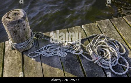 Mooring in the harbour of Waase on the island of Ummanz (island of Ruegen) Stock Photo
