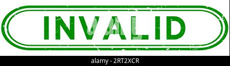 Grunge green invalid word rubber seal stamp on white background Stock Vector