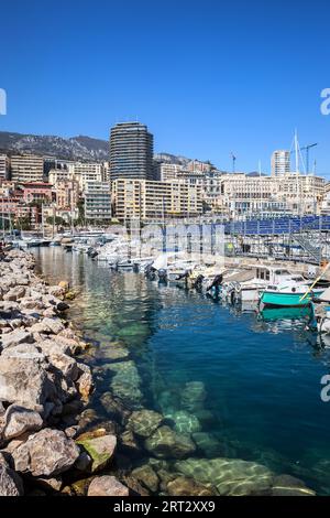 Monaco principality, yachts and boats at Port Hercule Stock Photo