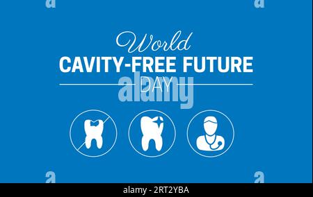 World Cavity-Free Future Day Background Illustration with Icons Stock Vector